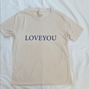 Sézane Cream T-Shirt with Blue 'LOVEYOU'